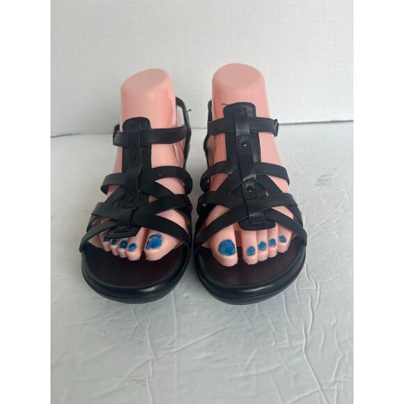Clarks Collection Loomis Katey Black Leather Strappy Low Heel Comfort Sandals 8 - Picture 3 of 12